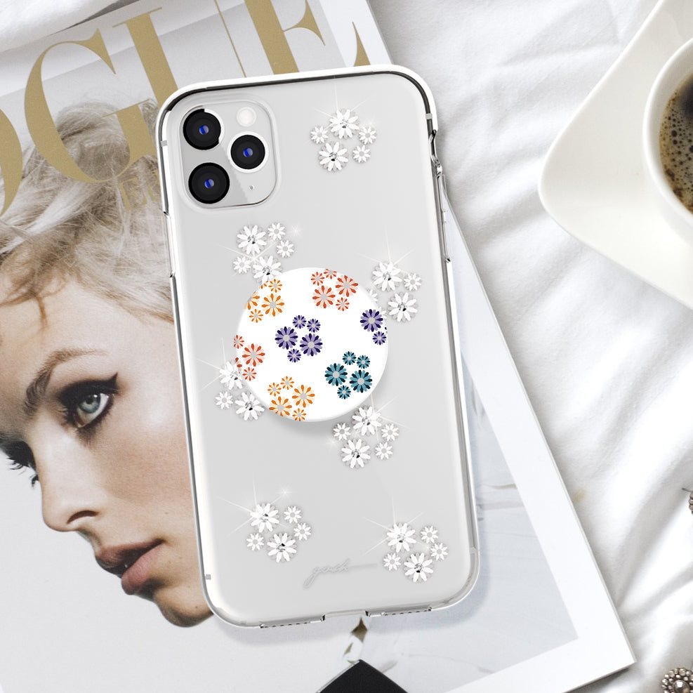 Gosh + Pop Hybrid iPhone 11 Pro Case Daisies Sparkle, PopSockets